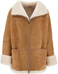 Toteme - Biscuits Shearling Lamb Leather Jacket With Wide Collar