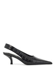 Toteme - Black Calfskin Crocodile Effect Slingback Pump