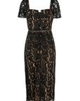 Self Portrait - Black Cord Lace Midi Dress