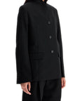 Toteme - Black Double-Breasted Jacket In Recycled Polyester And Wool