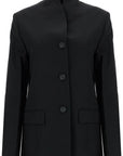 Toteme - Black Double-Breasted Jacket In Recycled Polyester And Wool