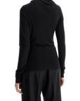 Toteme - Black Draped Jersey Top With Long Sleeves And Wide Neck Slim Fit