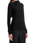 Toteme - Black Draped Jersey Top With Long Sleeves And Wide Neck Slim Fit