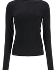 Toteme - Black Draped Jersey Top With Long Sleeves And Wide Neck Slim Fit