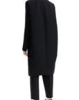 Toteme - Black High Collar Wide Coat In Viscose And Wool