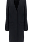 Toteme - Black High Collar Wide Coat In Viscose And Wool