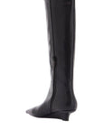 Toteme - Black Leather Knee-High Boots With Low Heel And Pointed Toe