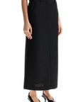 Toteme - Black Midi Straight Low-Waisted Skirt In Recycled Polyester And Wool