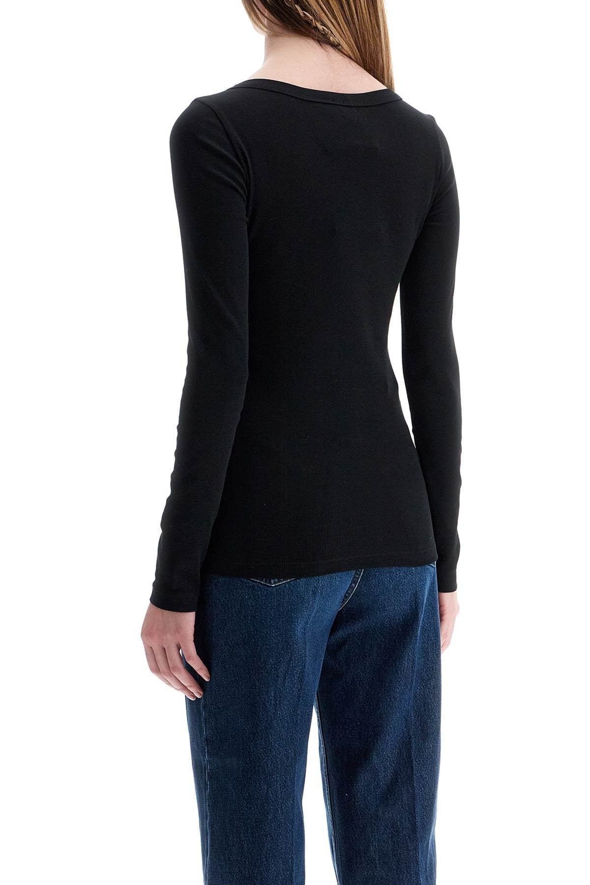 TOTEME - black organic cotton ribbed top with wide neckline