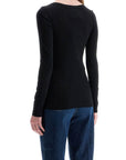 TOTEME - black organic cotton ribbed top with wide neckline