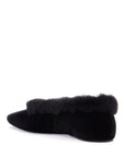 Toteme - Black Velvet Ballerinas With Shearling Trim