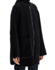 Toteme - Black Wool Felt High Collar Jacket With Zip