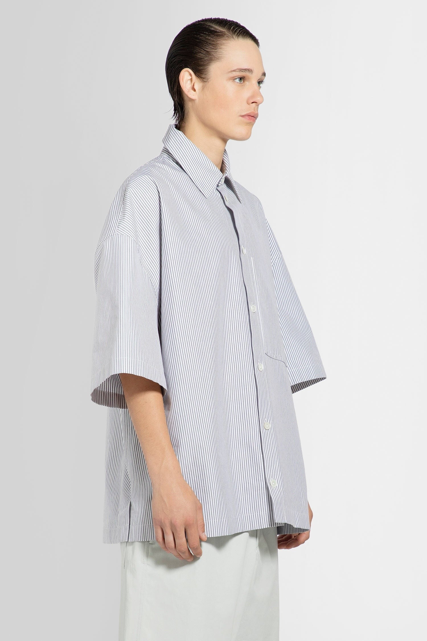 Bottega Veneta - Striped Cotton Overshirt With Bv Embroidery - Princess Attitude