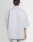 Bottega Veneta - Striped Cotton Overshirt With Bv Embroidery - Princess Attitude