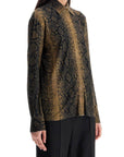 Norma Kamali - Brown Python Print Long Sleeve Shirt