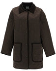 Toteme - Brown Quilted Barn Jacket In Recycled Polyester And Organic Cotton With High Collar