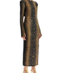 Norma Kamali - Brown Slim Fit Long Python Effect Dress