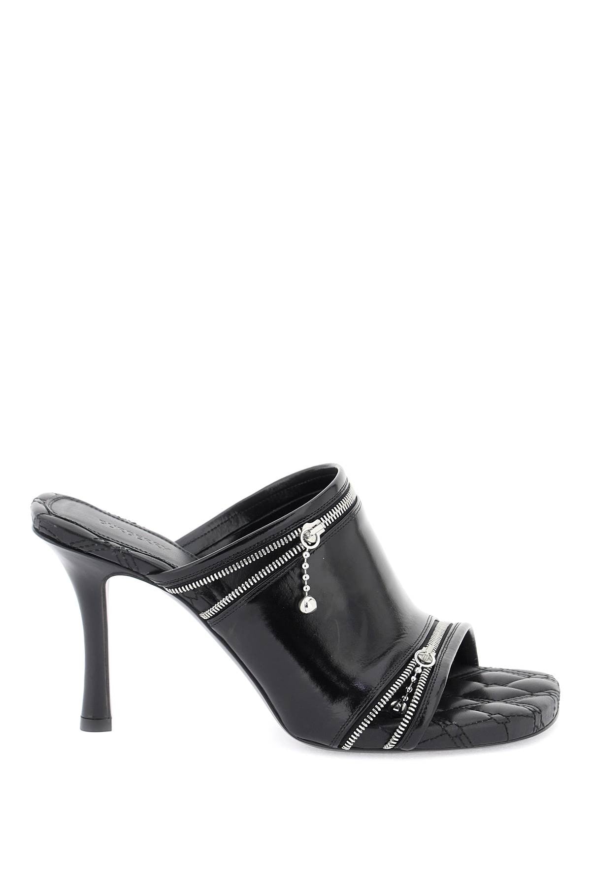 Burberry - Glossy Leather Peep Mules - Princess Attitude