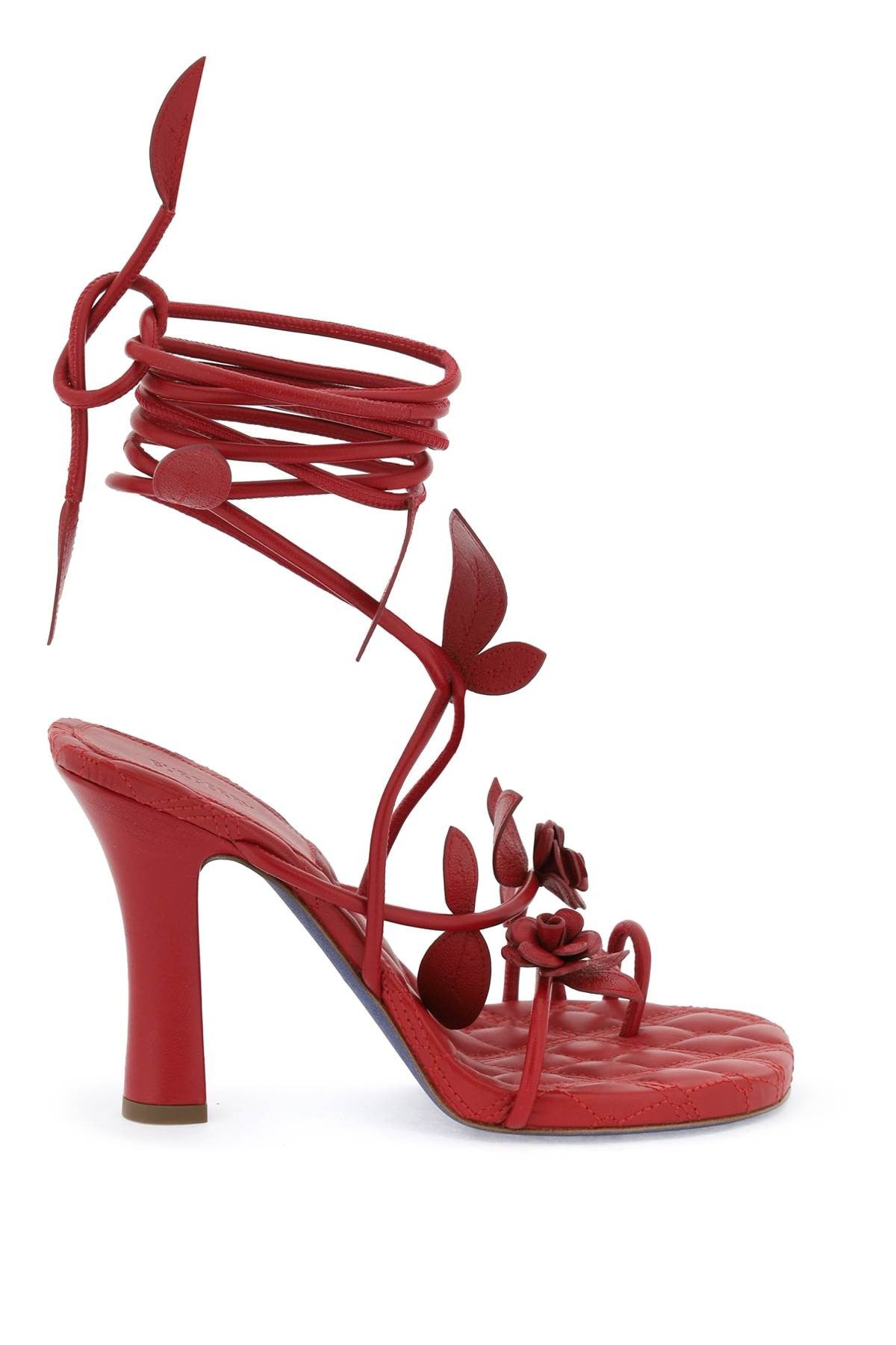 Burberry - Ivy Flora Leather Sandals With Heel. - Princess Attitude