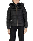 Only Camilla Quilted Fur Collar Turtleneck Jacket Black