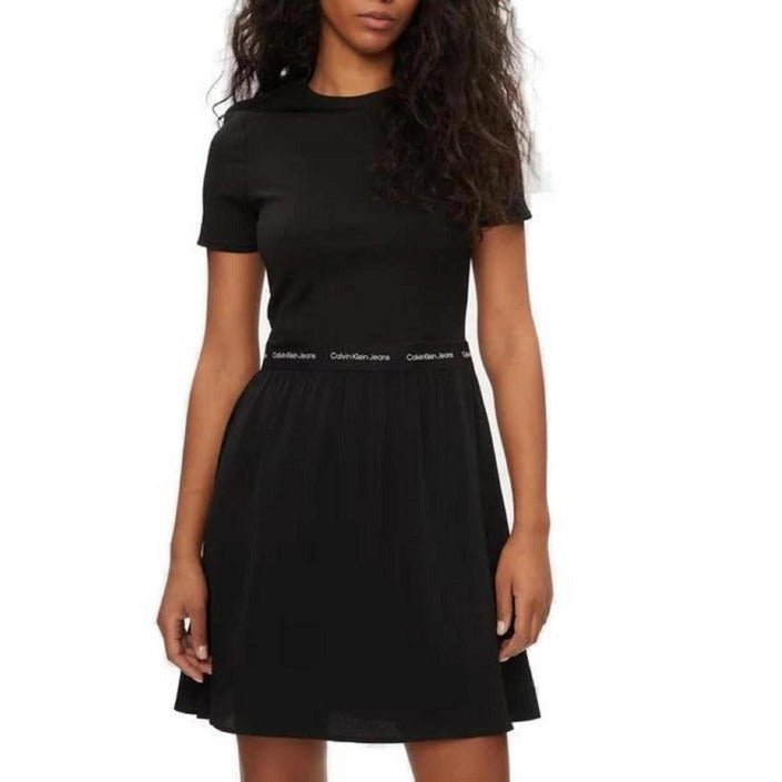 Calvin Klein Jeans Logo Tape Skater Dress Black - Princess Attitude