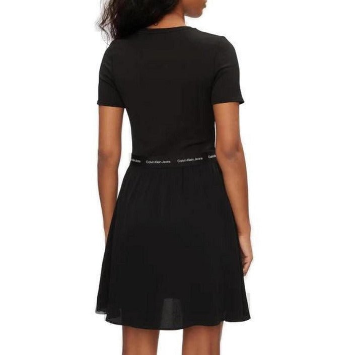 Calvin Klein Jeans Logo Tape Skater Dress Black - Princess Attitude