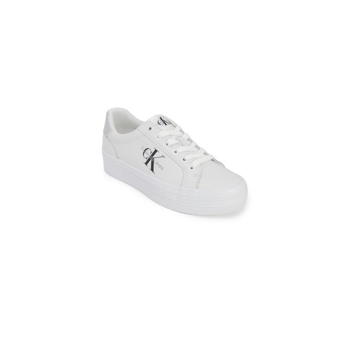 Calvin Klein Lace Up Platform Leather Sneakers White - Princess Attitude