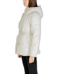 Calvin Klein Logo Belt Puffer Down Turtleneck Jacket White - Princess Attitude