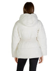 Calvin Klein Logo Belt Puffer Down Turtleneck Jacket White - Princess Attitude