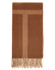 Toteme - Camel Wool Jacquard Monogram Scarf Made In Italy