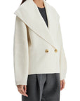 Toteme - Cardigan In Milk Wool With Shawl Collar And Golden Buttons