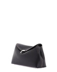 Toteme - Clutch T-Lock Black Grain Leather With Adjustable Shoulder Strap