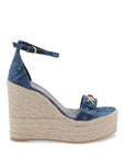 Versace - Denim Barocco Wedge Sandals