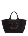 Ganni - Denim Logo Tote Bag With 9