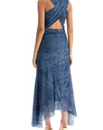 Ganni - Denim Print Mesh Dress