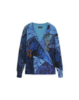 Desigual Arty Floral Print V - Neck Sweater Blue - Princess Attitude