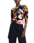 Desigual Arty Flower Crewneck Sweater Black - Princess Attitude