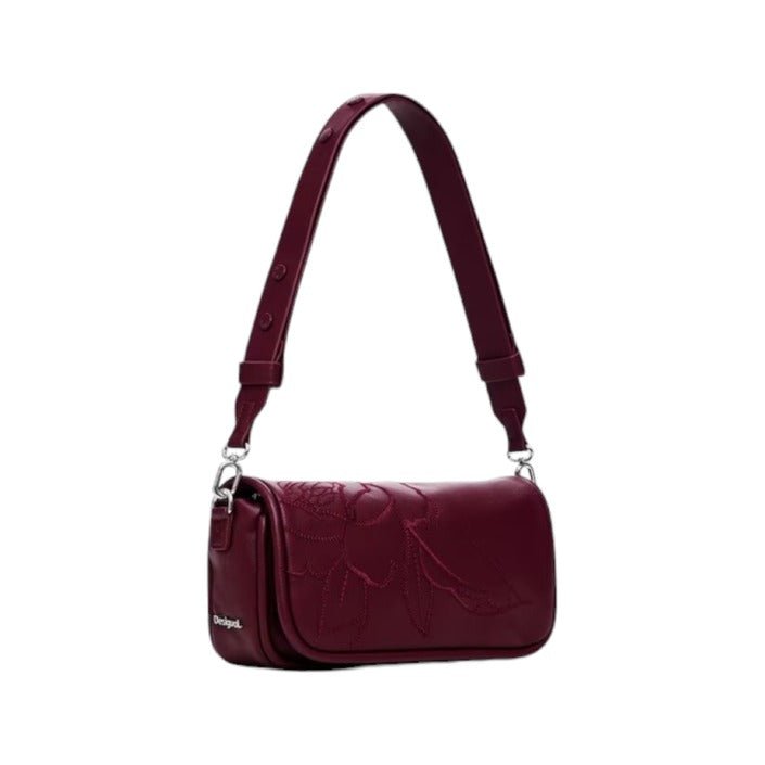 Desigual Embossed Flowers Small Crossbody Bag Maroon - Princess Attitude