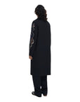 Desigual Embroidered Sleeves Lapel Collar Coat Black - Princess Attitude