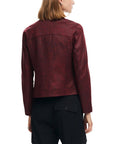 Desigual Faux Leather Moto Jacket Maroon - Princess Attitude