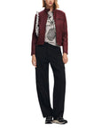 Desigual Faux Leather Moto Jacket Maroon - Princess Attitude