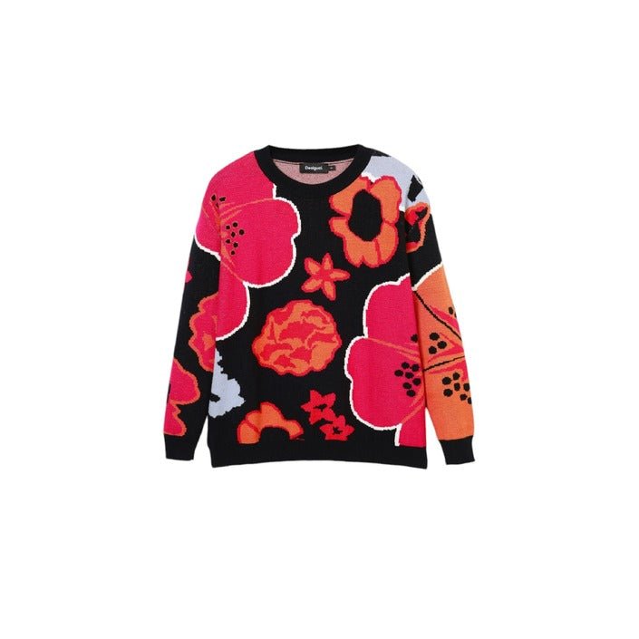 Desigual Floral Crew Neck Sweater Black - Princess Attitude