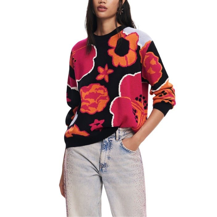 Desigual Floral Crew Neck Sweater Black - Princess Attitude