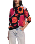 Desigual Floral Crew Neck Sweater Black - Princess Attitude