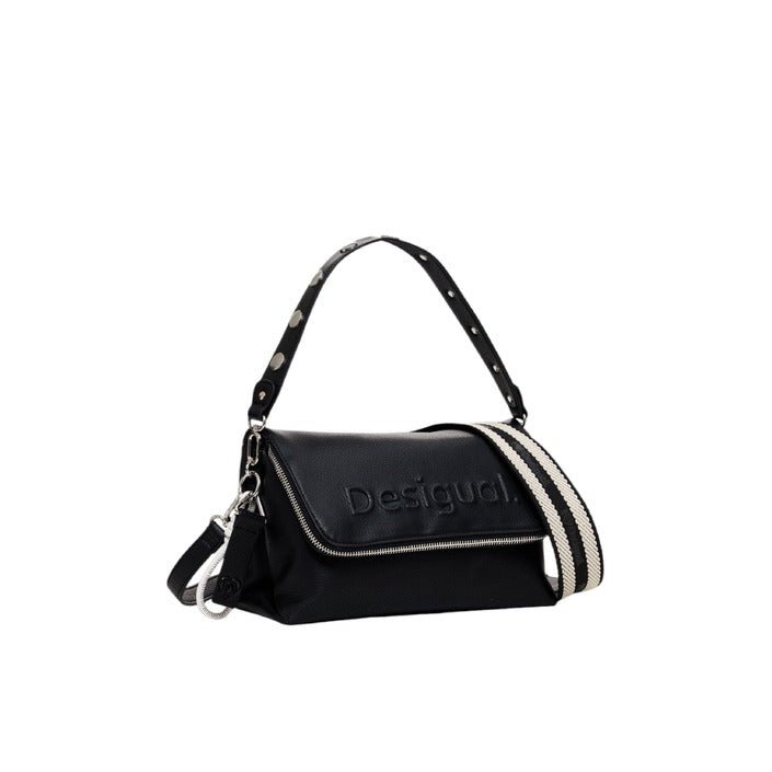 Desigual Half Logo Shoulder Strap Handbag Black - Princess Attitude