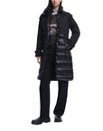 Desigual Hybrid Padded Down Long Coat Black - Princess Attitude