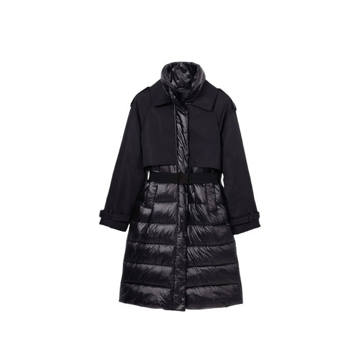 Desigual Hybrid Padded Down Long Coat Black - Princess Attitude