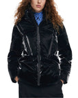 Desigual Metallic Quilted Coat With Hood Black - Princess Attitude