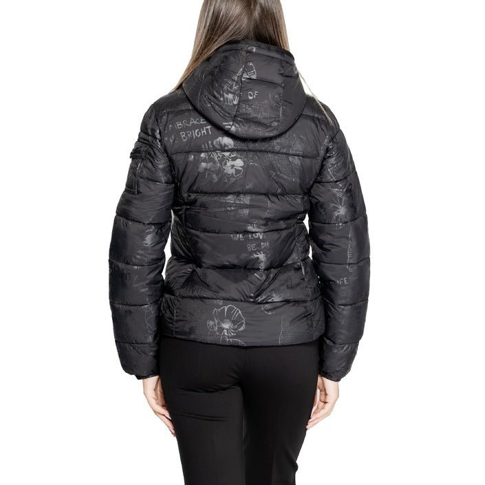 Desigual Padded Down Quilted Hooded Jacket Black - Princess Attitude