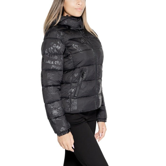 Desigual Padded Down Quilted Hooded Jacket Black - Princess Attitude